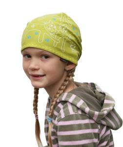 Dětský pirát trojúhelníkový šátek pistácie vzor Kočky