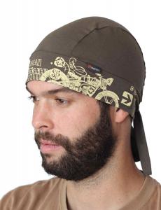 Redy tvarovaný šátek  khaki vzor Motokolo